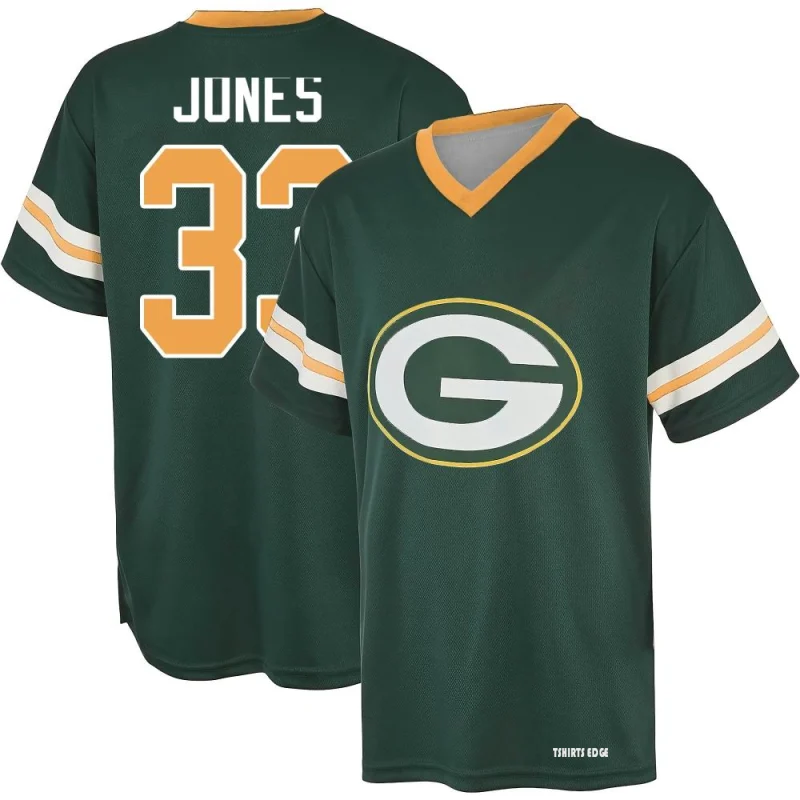 Aaron Jones Name & Number Game Day V-Neck T-Shirt - Green - Tshirtsedge