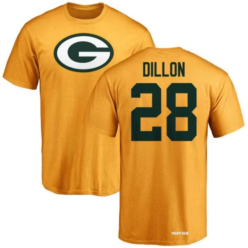 AJ Dillon Name & Number T-Shirt - Gold - Tshirtsedge