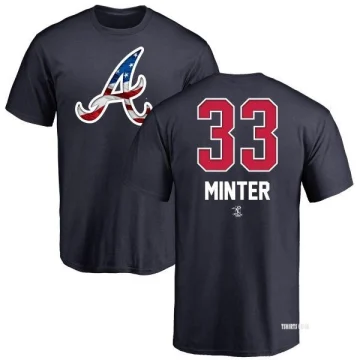 A.J. Minter Atlanta Braves Women's Navy Backer Slim Fit Long Sleeve T-Shirt  