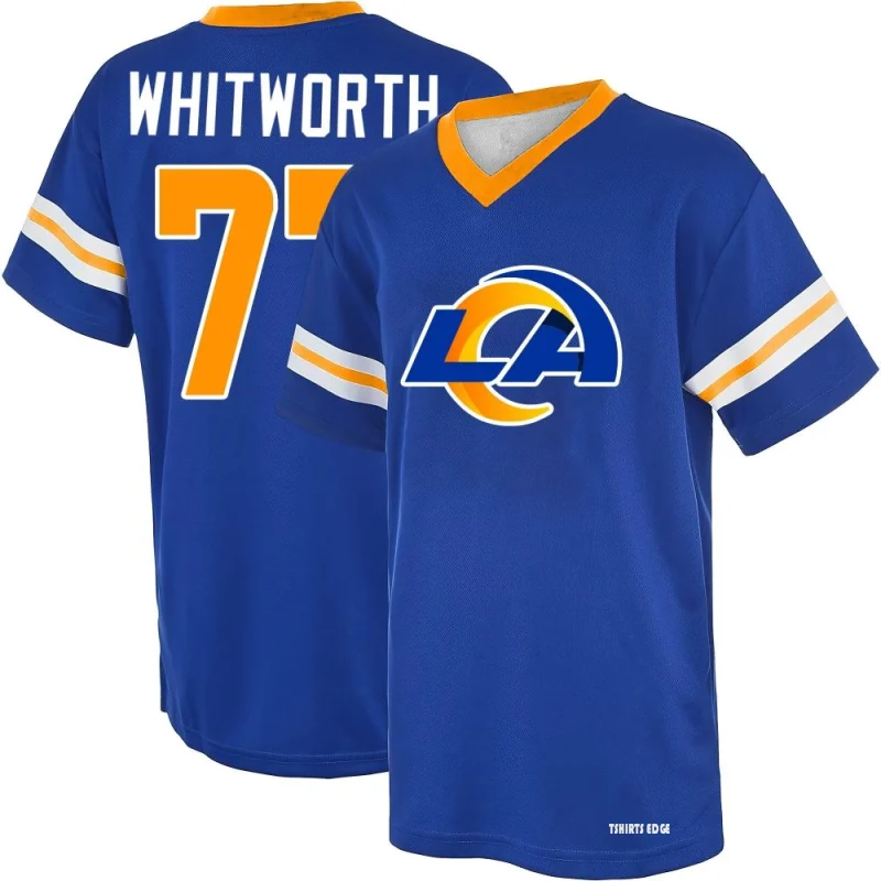 Andrew Whitworth Name & Number Game Day V-Neck T-Shirt - Royal - Tshirtsedge