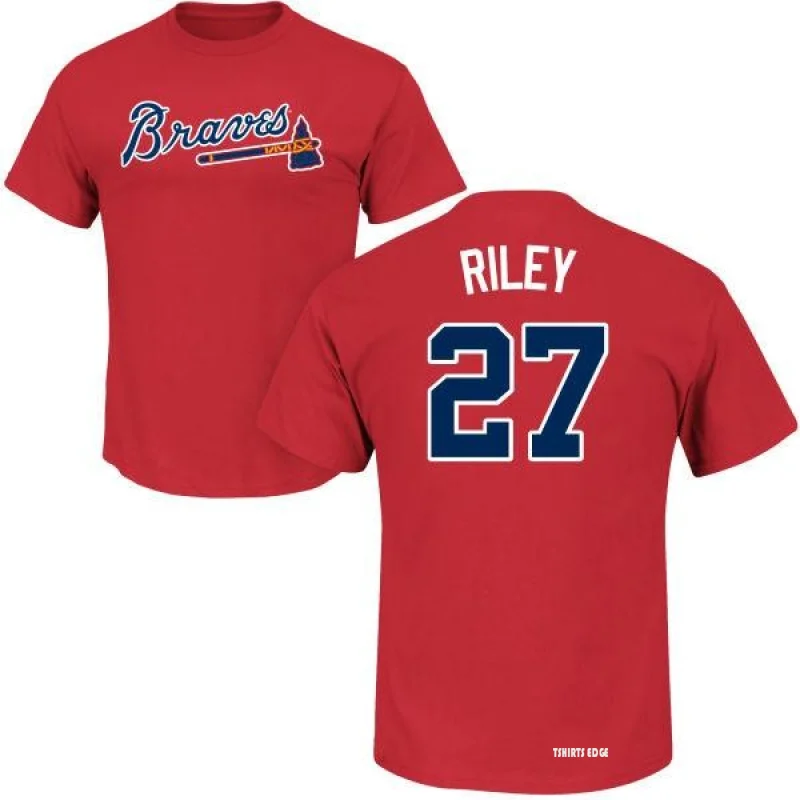 Austin Riley Name & Number T-Shirt - Red - Tshirtsedge