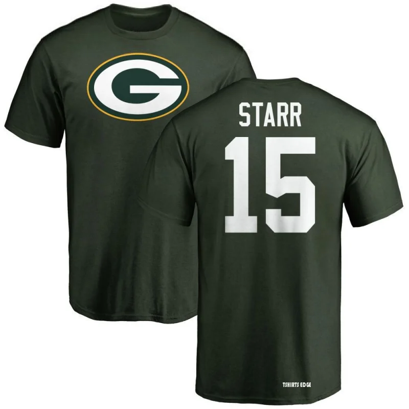 Bart Starr Name & Number Game Day V-Neck T-Shirt - Green - Tshirtsedge