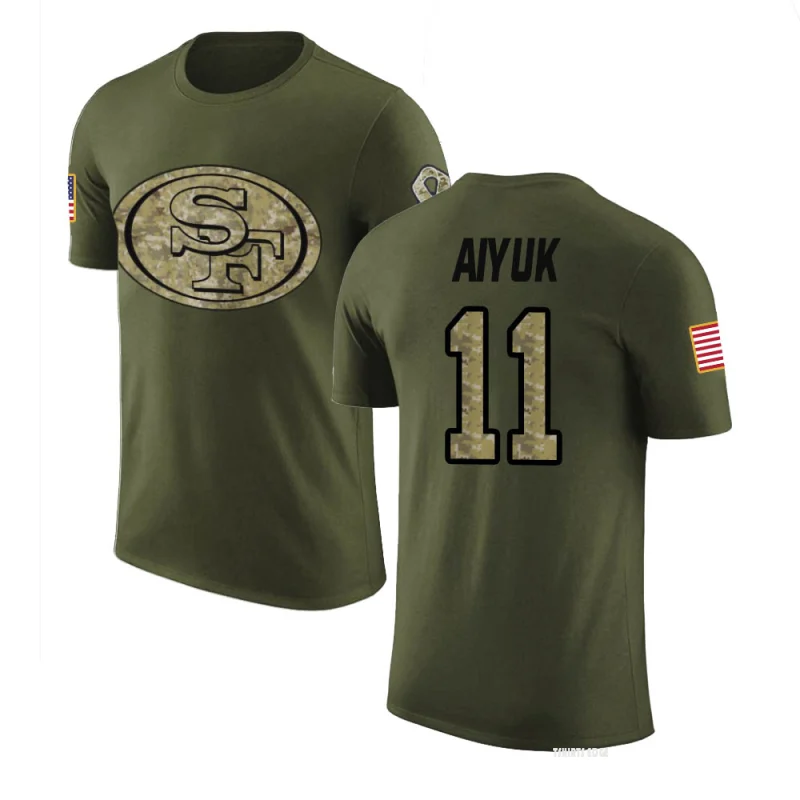 Brandon Aiyuk Legend Salute to Service T-Shirt - Olive - Tshirtsedge