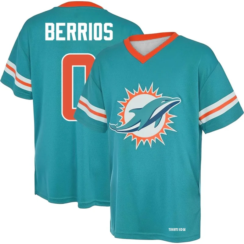 Braxton Berrios Name & Number Game Day V-Neck T-Shirt - Aqua - Tshirtsedge