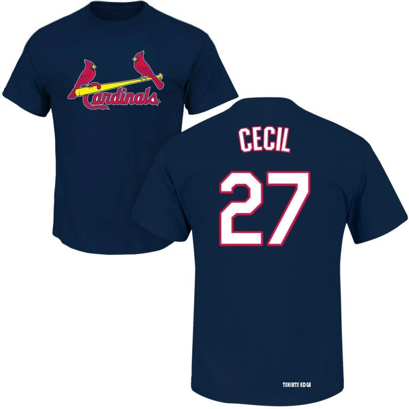 Brett Cecil Number & Tshirtsedge - Name T-Shirt Navy 