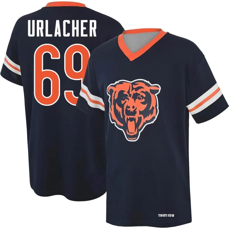 Brian Urlacher Name & Number Game Day V-Neck T-Shirt - Navy - Tshirtsedge