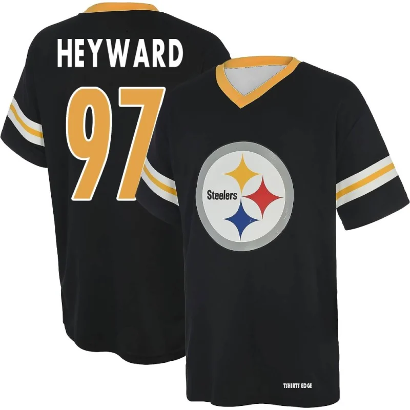 Cameron Heyward Name & Number Game Day V-Neck T-Shirt - Black - Tshirtsedge