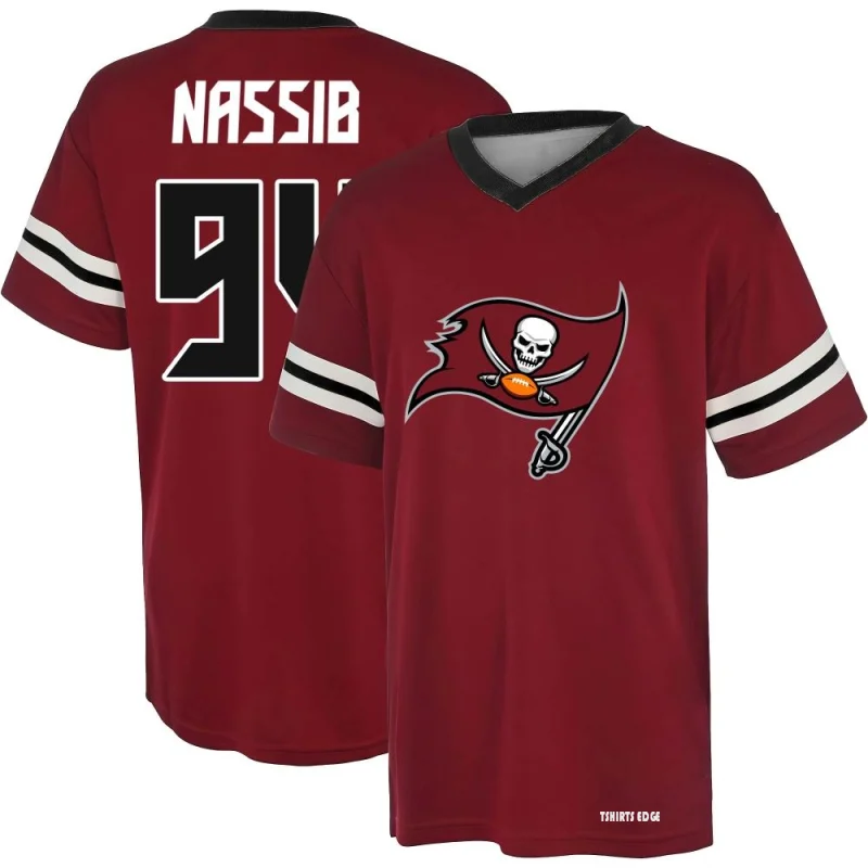 Carl Nassib Name & Number Game Day V-Neck T-Shirt - Red - Tshirtsedge