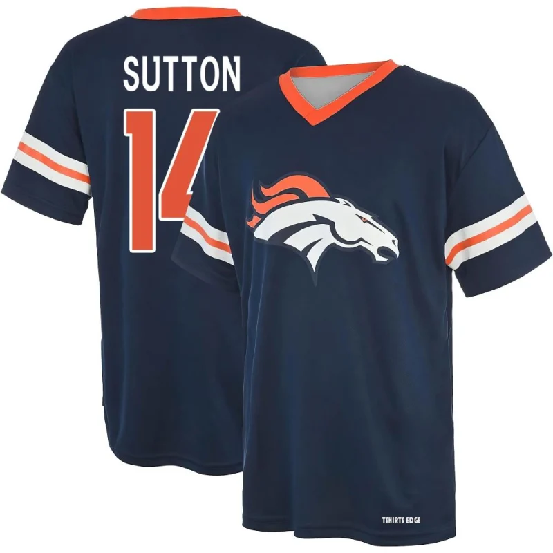 Courtland Sutton Name & Number Game Day V-Neck T-Shirt - Navy - Tshirtsedge