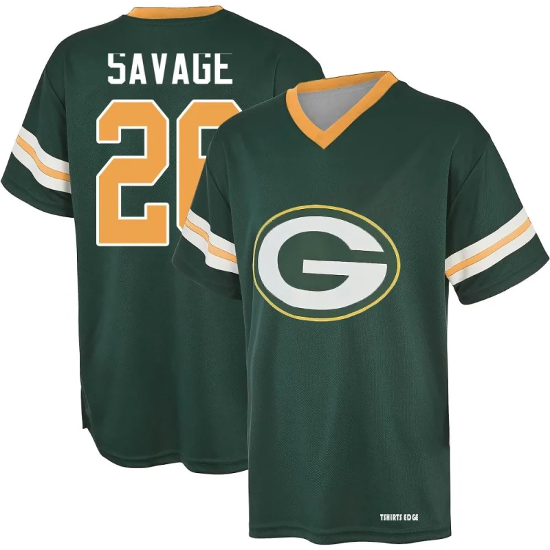 Darnell Savage Name & Number Game Day V-Neck T-Shirt - Green - Tshirtsedge