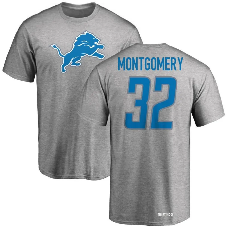 Women's David Montgomery Name & Number Slim Fit T-Shirt - Ash - Tshirtsedge