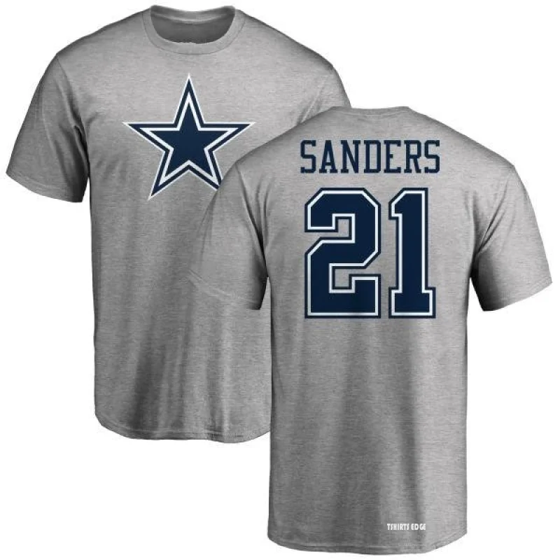 Deion Sanders Dallas Cowboys Women's by Name & Number Logo T-Shirt - Ash