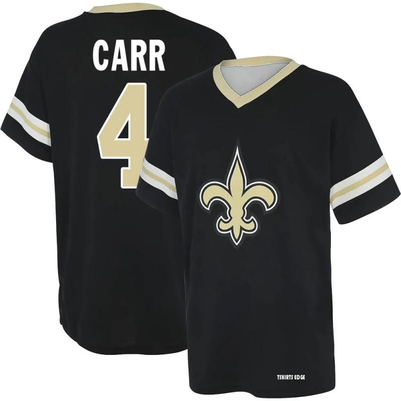 Derek Carr Name & Number Game Day V-Neck T-Shirt - Black - Tshirtsedge