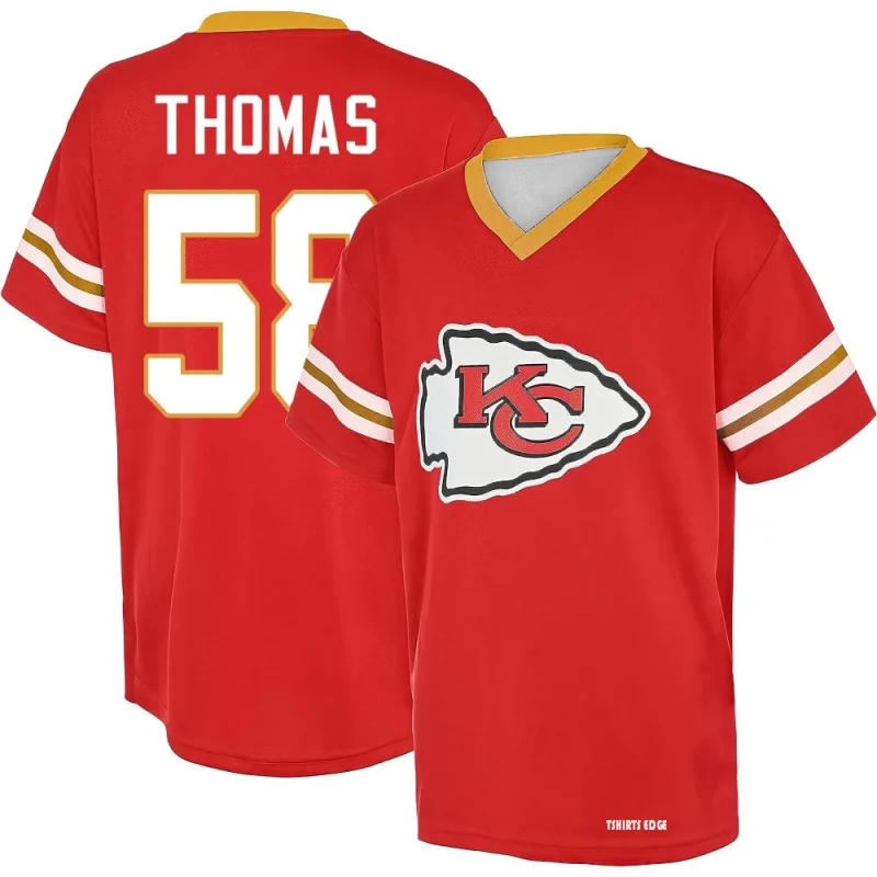 Derrick Thomas Name & Number Game Day V-Neck T-Shirt - Red - Tshirtsedge