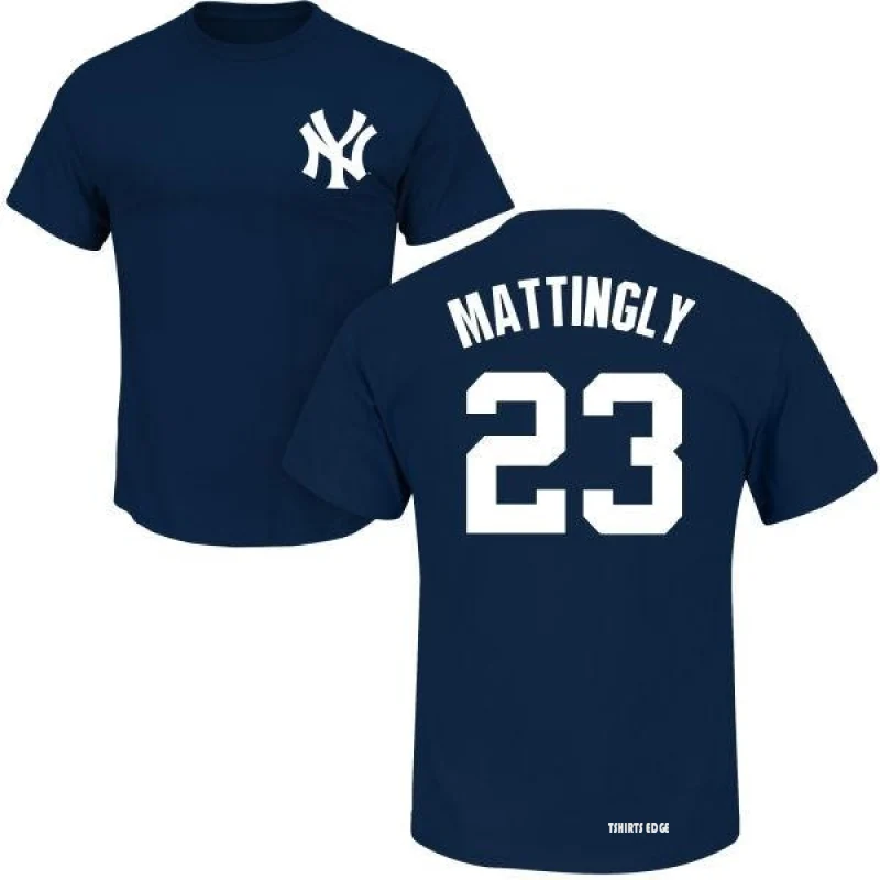 Don Mattingly Name & Number T-Shirt - Navy - Tshirtsedge