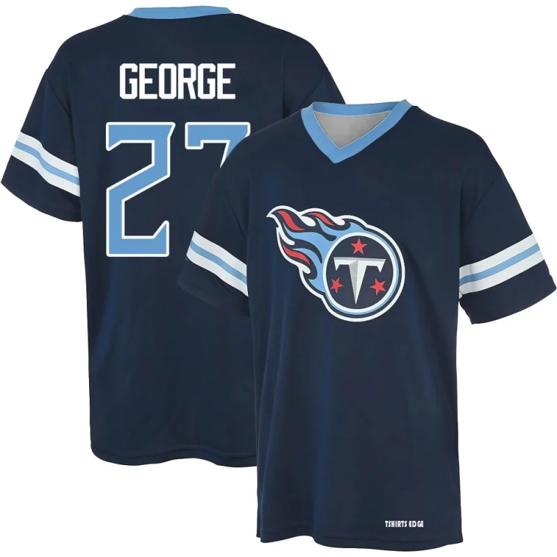 Eddie George Name & Number Game Day V-Neck T-Shirt - Navy - Tshirtsedge