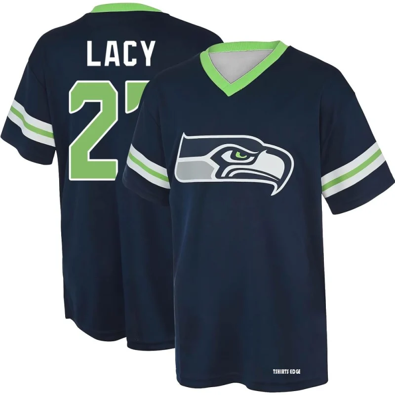 Eddie Lacy Name & Number Game Day V-Neck T-Shirt - Navy - Tshirtsedge