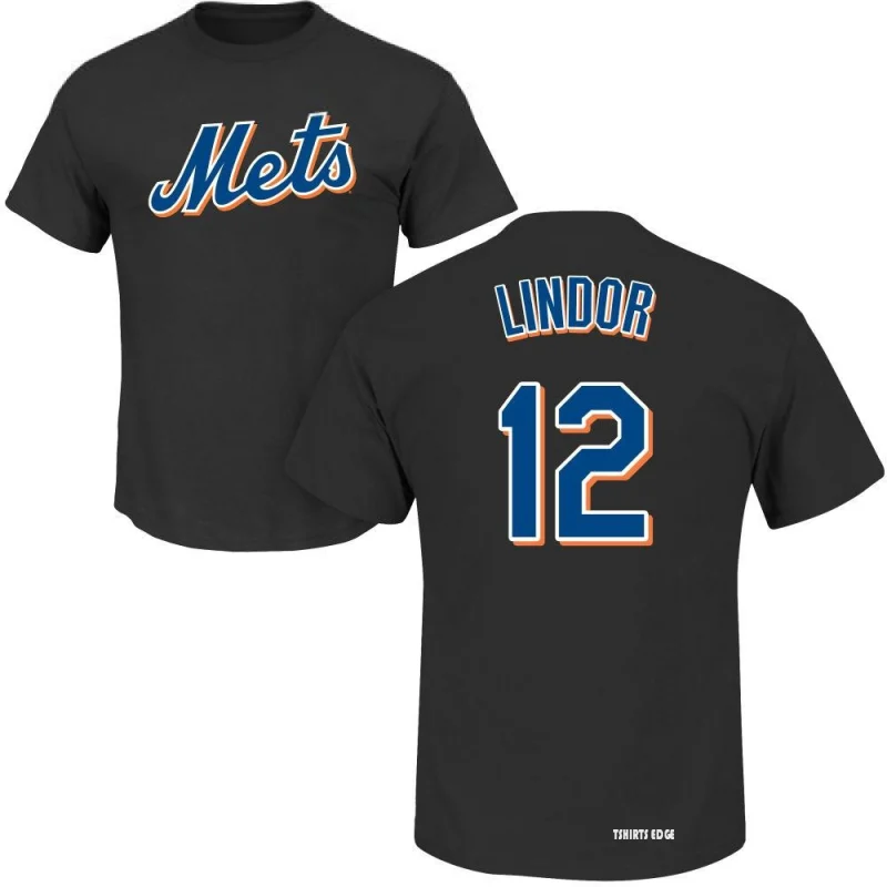 Women's Francisco Lindor Name & Number T-Shirt - Black - Tshirtsedge