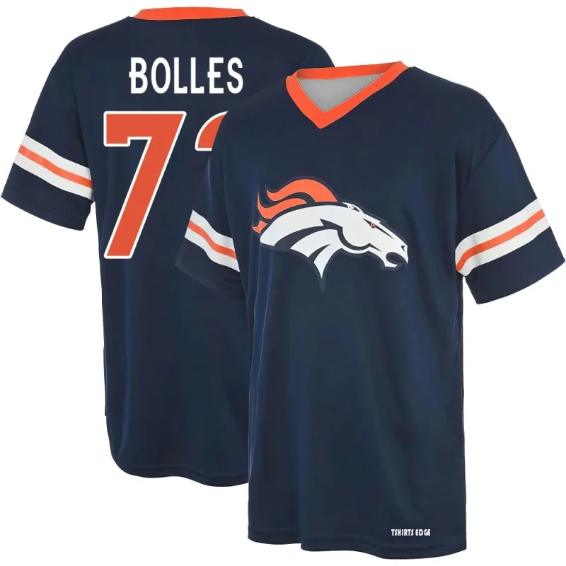 Garett Bolles Name & Number Game Day V-Neck T-Shirt - Navy - Tshirtsedge