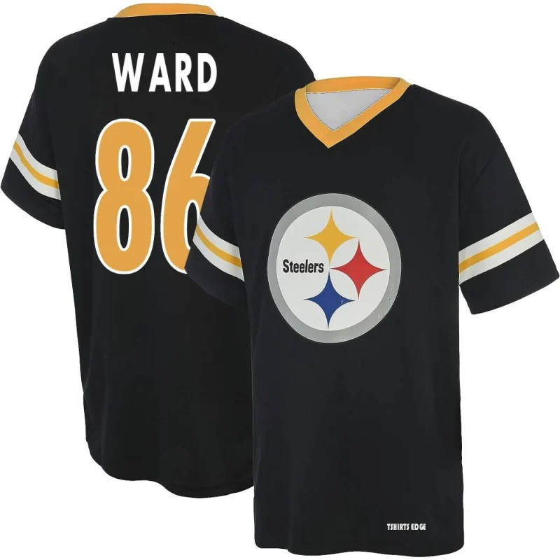 Hines Ward Name & Number Game Day V-Neck T-Shirt - Black - Tshirtsedge