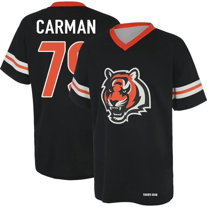 Jackson Carman Name & Number Game Day V-Neck T-Shirt - Black - Tshirtsedge