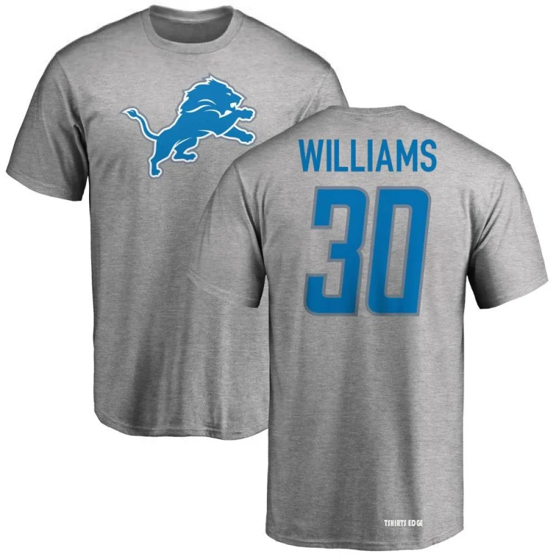 Jamaal Williams Detroit Lions Men's Name & Number Logo T-Shirt - Ash