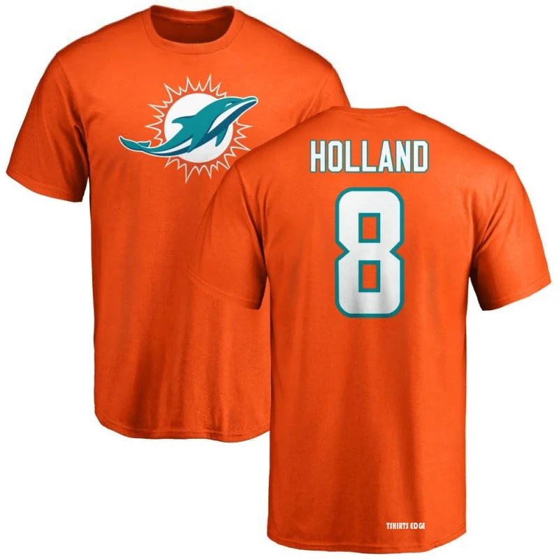 Jevon Holland Miami Dolphins Men's Name & Number Logo T-Shirt - Ash