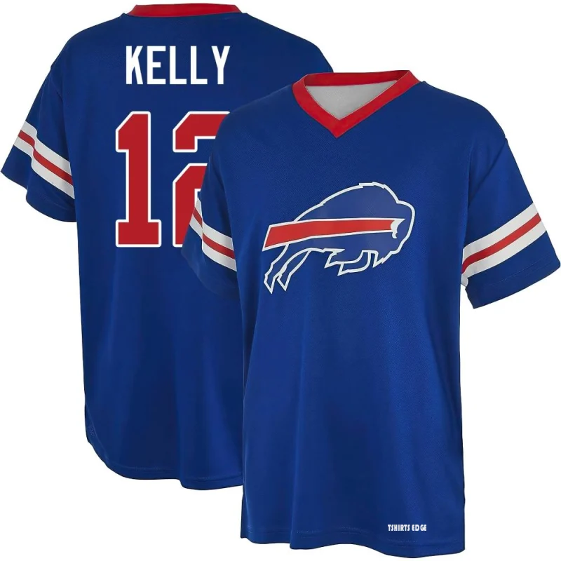 Jim Kelly Name & Number Game Day V-Neck T-Shirt - Blue - Tshirtsedge