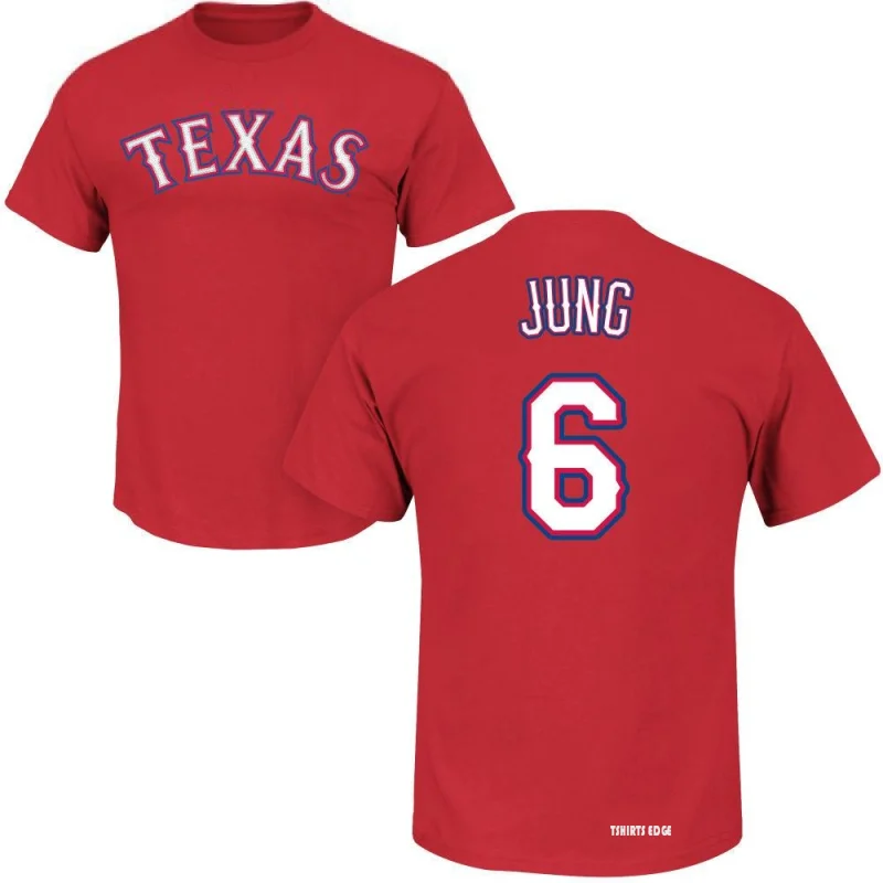 Josh Jung Name & Number T-Shirt - Red - Tshirtsedge