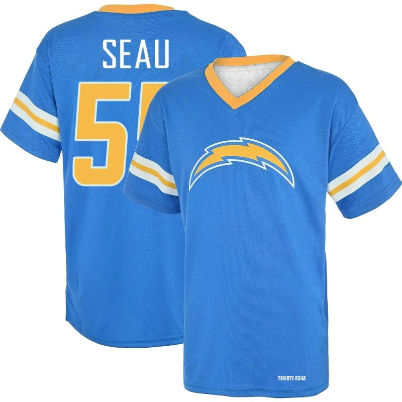 Junior Seau Name & Number Game Day V-Neck T-Shirt - Royal - Tshirtsedge