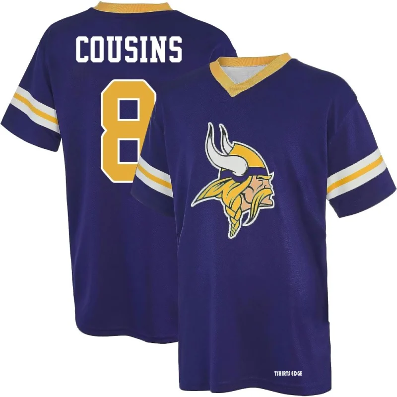 Kirk Cousins Name & Number Game Day V-Neck T-Shirt - Purple