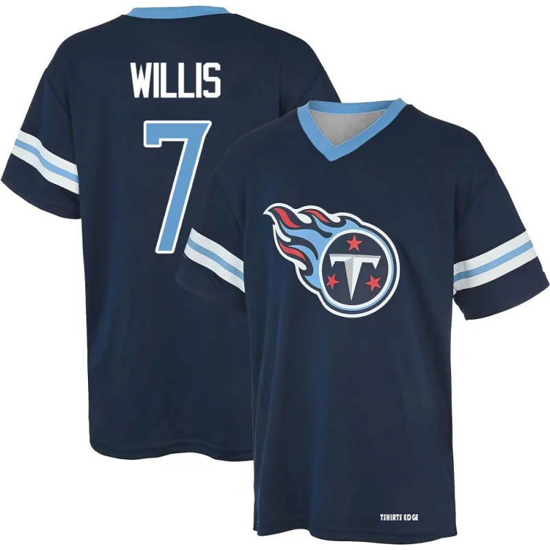 Malik Willis Name & Number Game Day V-Neck T-Shirt - Navy - Tshirtsedge