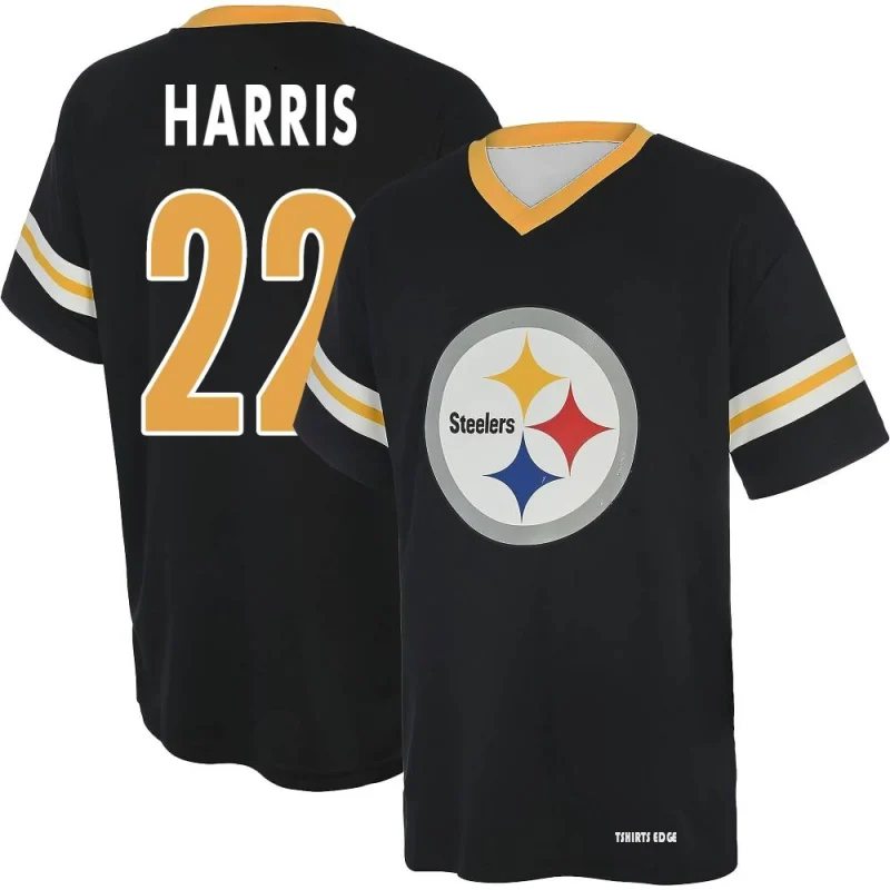 Najee Harris Name & Number Game Day V-Neck T-Shirt - Black