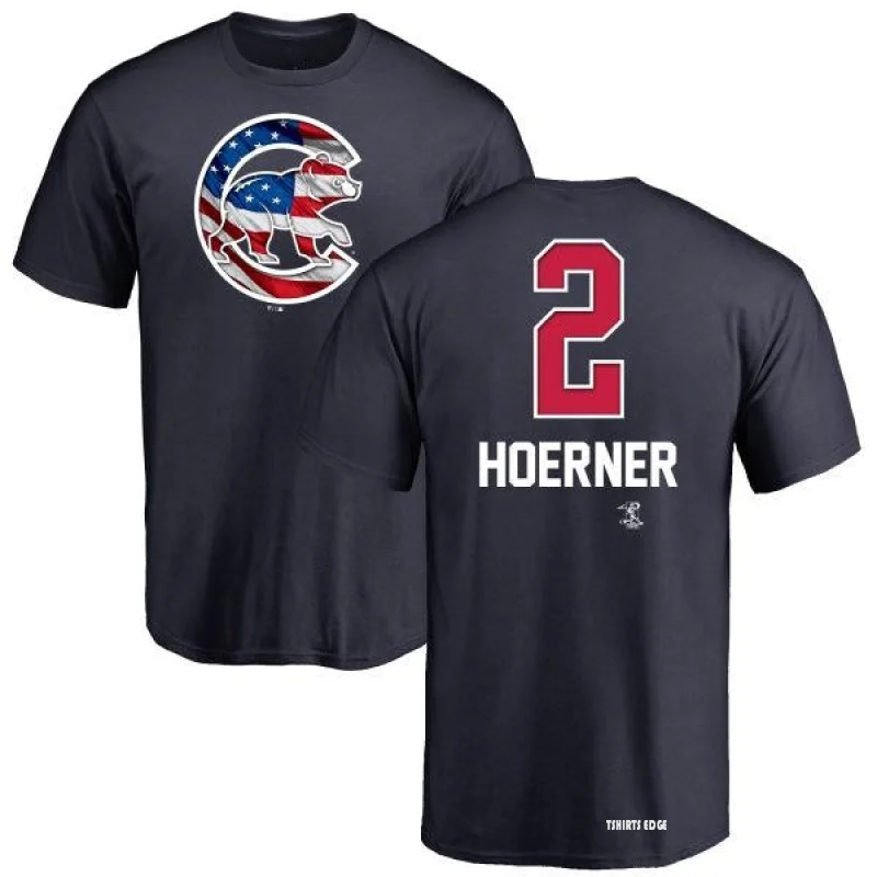 Nico Hoerner Name and Number Banner Wave TShirt Navy Tshirtsedge
