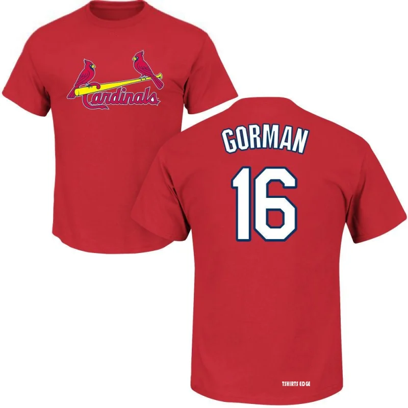 Nolan Gorman Name & Number T-Shirt - Red - Tshirtsedge