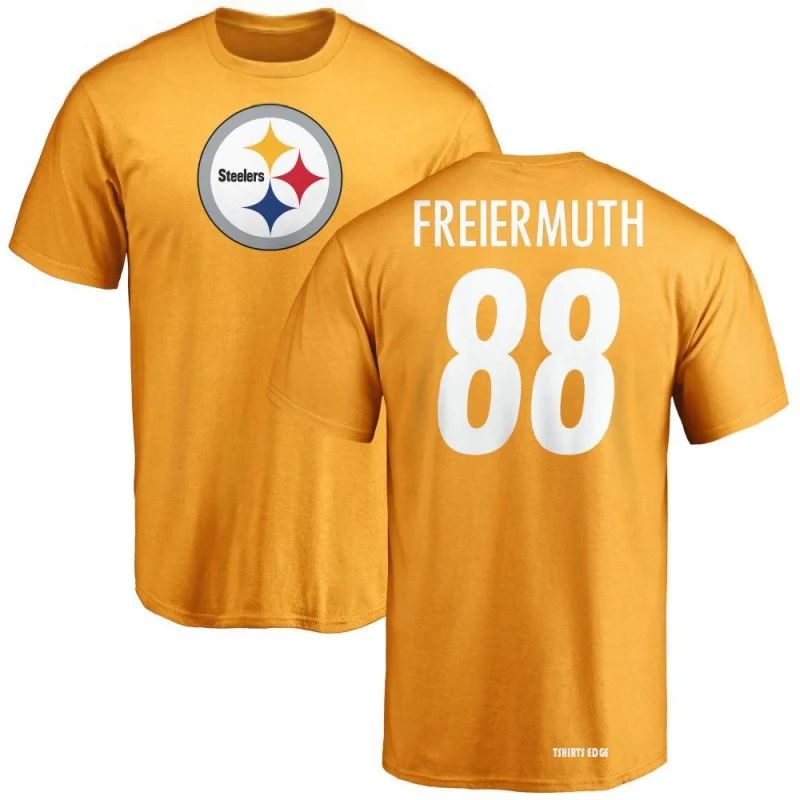 Women's Pat Freiermuth Name & Number Slim Fit T-Shirt - Gold - Tshirtsedge