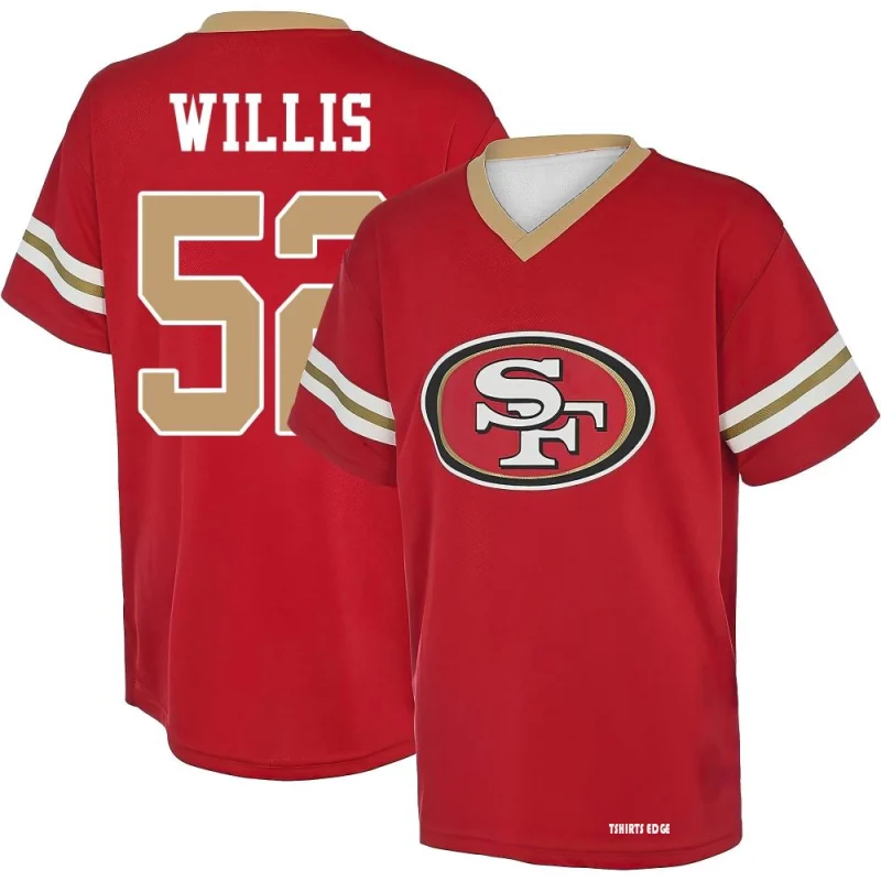 Patrick Willis Name & Number Game Day V-Neck T-Shirt - Red - Tshirtsedge