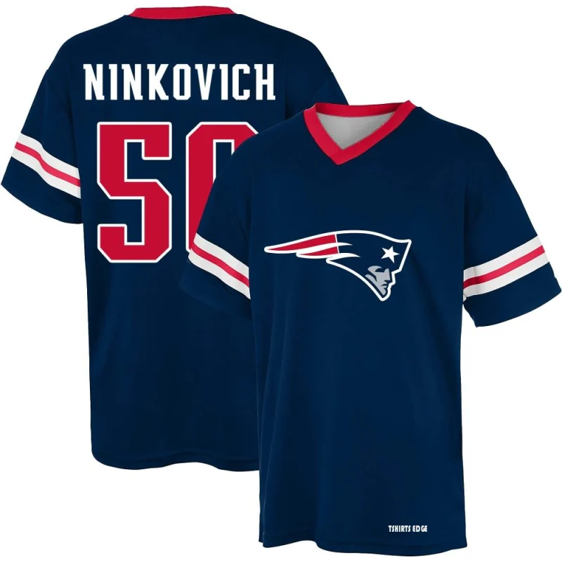 Rob Ninkovich Name & Number Game Day V-Neck T-Shirt - Navy - Tshirtsedge