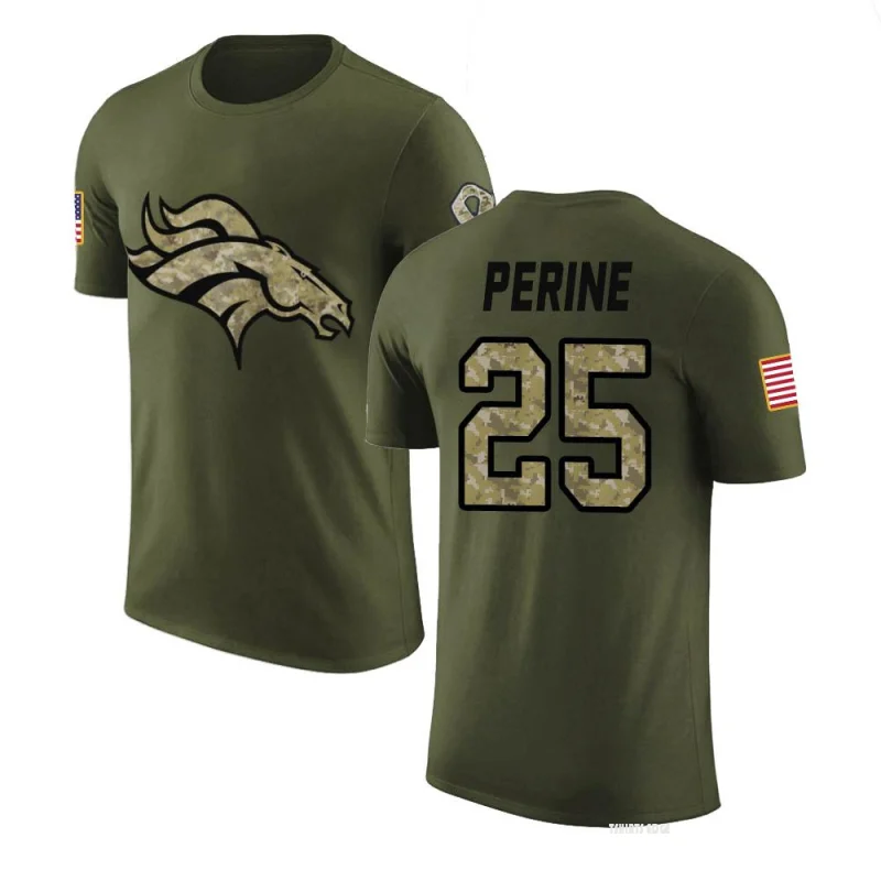 Tshirtsedge Women's Samaje Perine Legend Salute to Service Scoop Neck T-Shirt - Olive