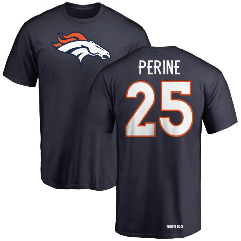 Samaje Perine Name & Number Game Day V-Neck T-Shirt - Navy - Tshirtsedge