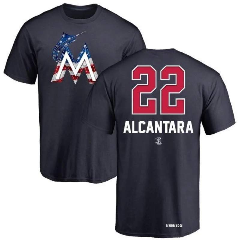 Sandy Alcantara Name and Number Banner Wave T-Shirt - Navy