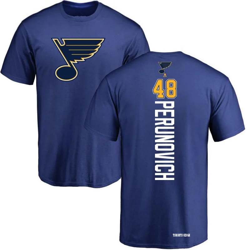 Scott Perunovich Backer T-Shirt - Royal - Tshirtsedge