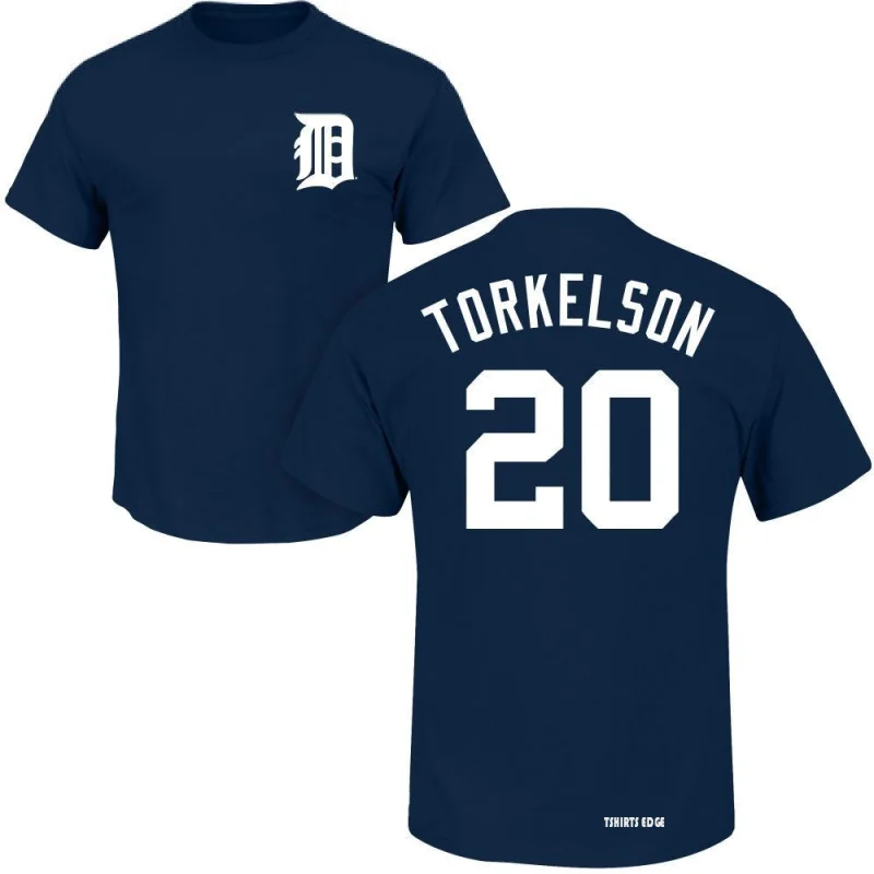 Women's Spencer Torkelson Name and Number Banner Wave V-Neck T-Shirt - Navy  - Tshirtsedge