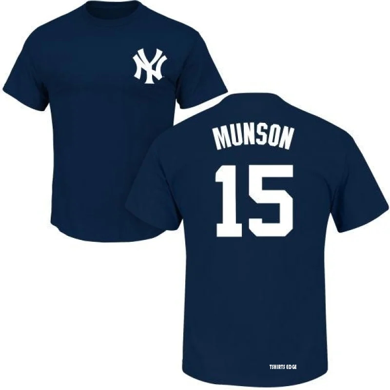 Thurman Munson Name & Number T-Shirt - Navy - Tshirtsedge