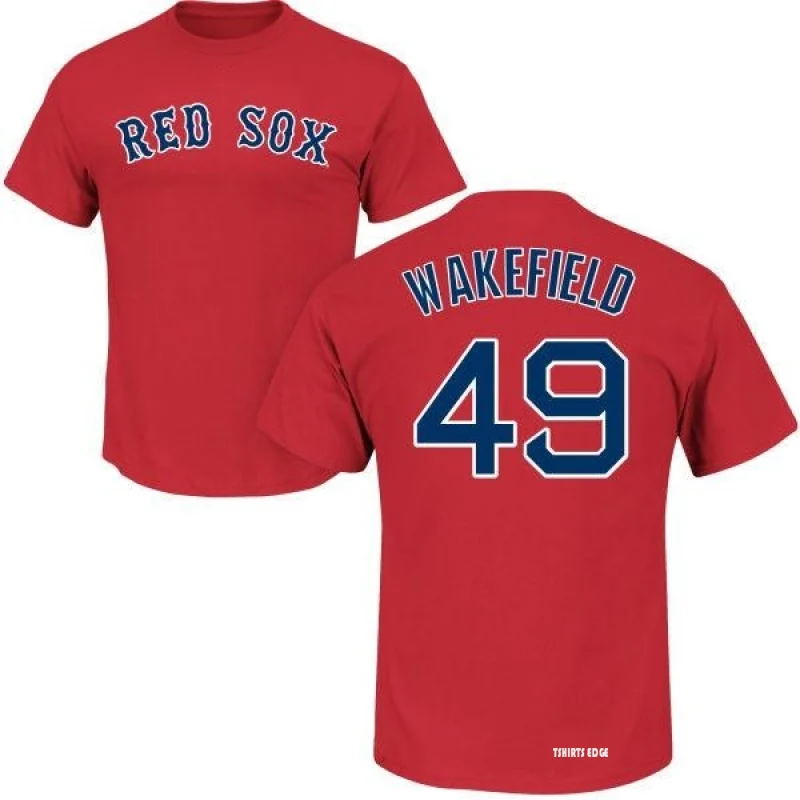 Women's Tim Wakefield Name & Number T-Shirt - Navy - Tshirtsedge