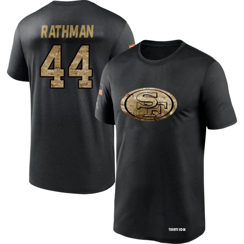 Tom Rathman 2020 Salute To Service Performance T-Shirt - Black - Tshirtsedge