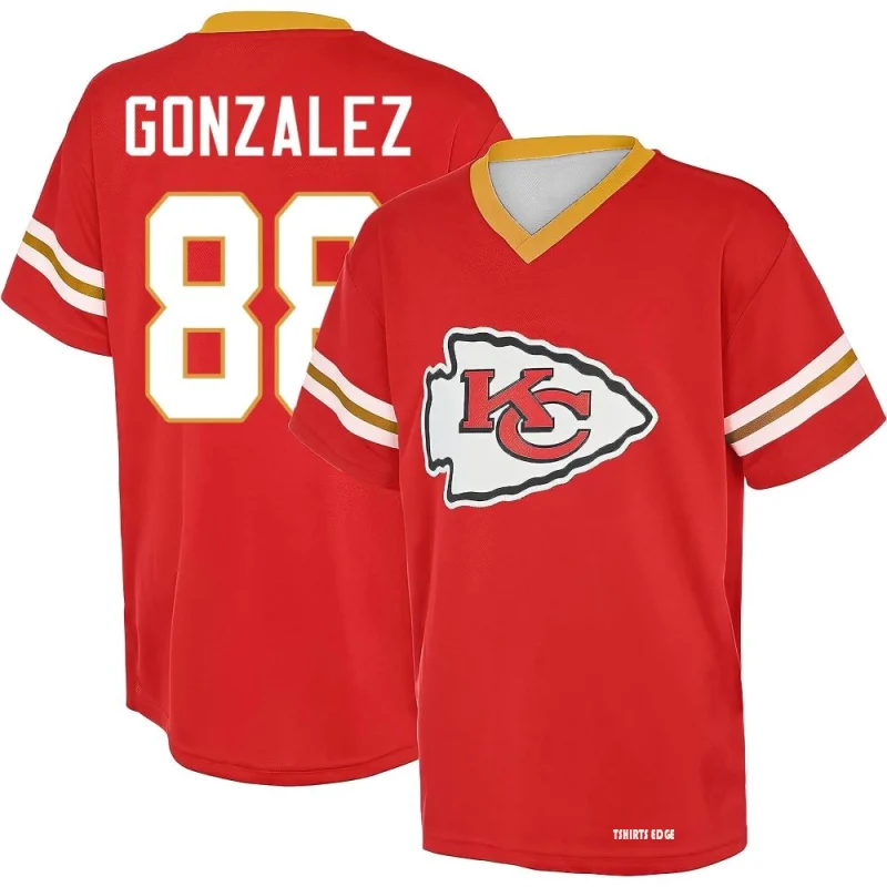 Tony Gonzalez Name & Number Game Day V-Neck T-Shirt - Red - Tshirtsedge