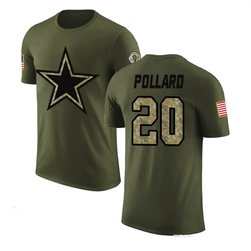 Tony Pollard Dallas Cowboys Men's Legend Olive Salute to Service T-Shirt