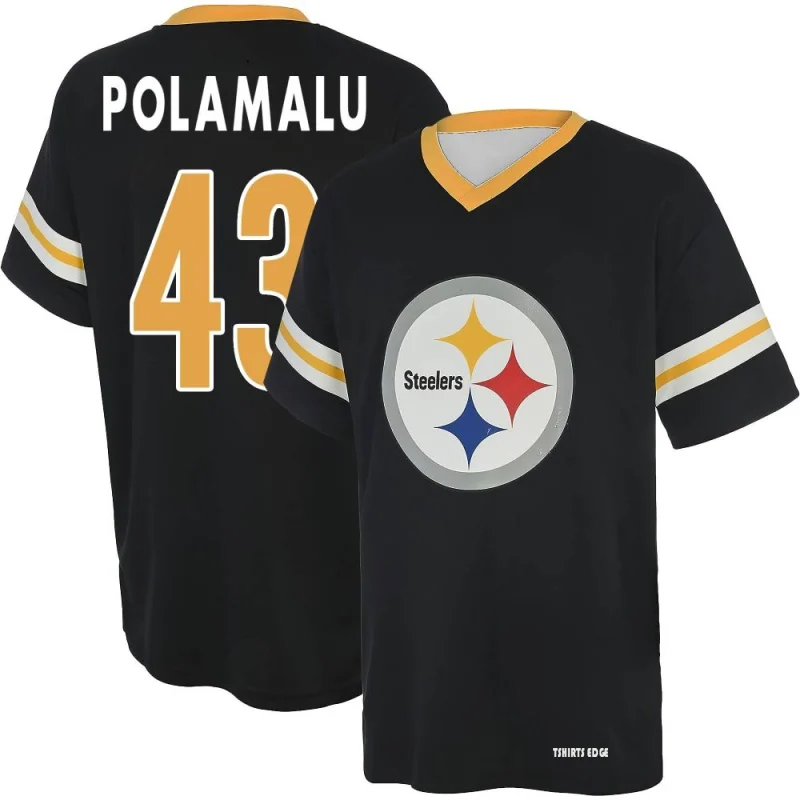 Troy Polamalu Name & Number Game Day V-Neck T-Shirt - Black - Tshirtsedge