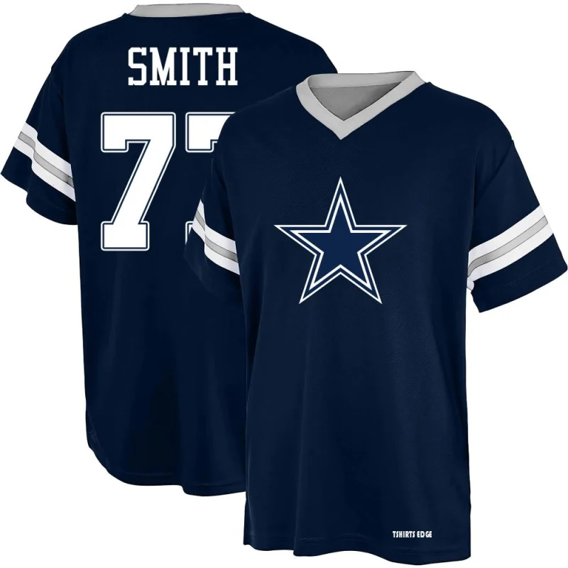 Tyron Smith Name & Number Game Day V-Neck T-Shirt - Navy Blue - Tshirtsedge